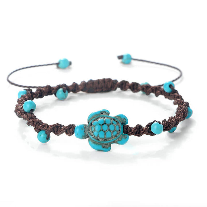 Buddha Stones Bracelet de protection en corde tressée avec motif tortue turquoise - Corde marron foncé - image 18