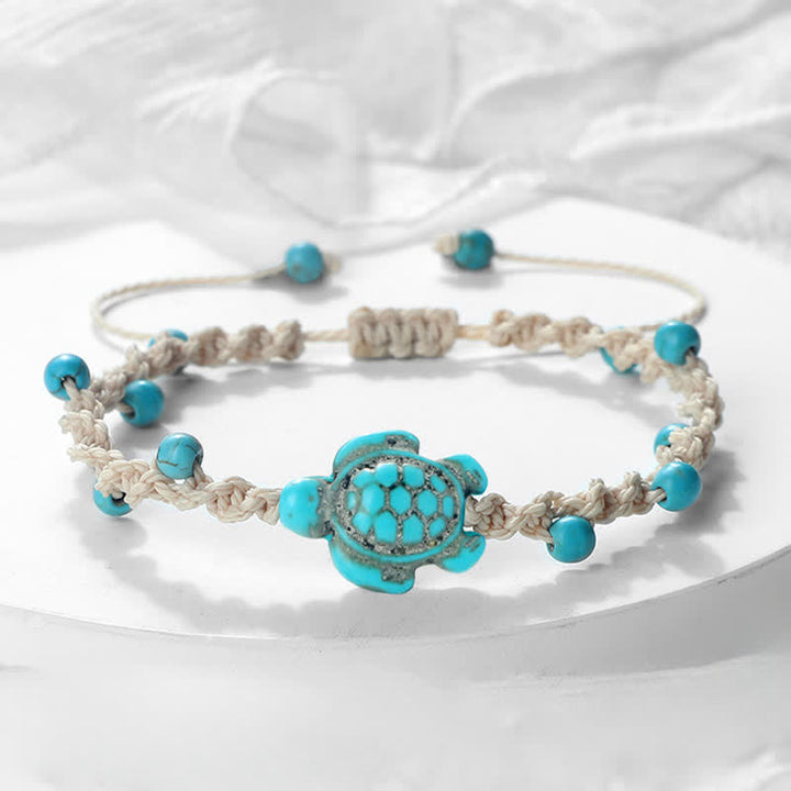 Buddha Stones Bracelet de protection en corde tressée avec motif tortue turquoise - image 1