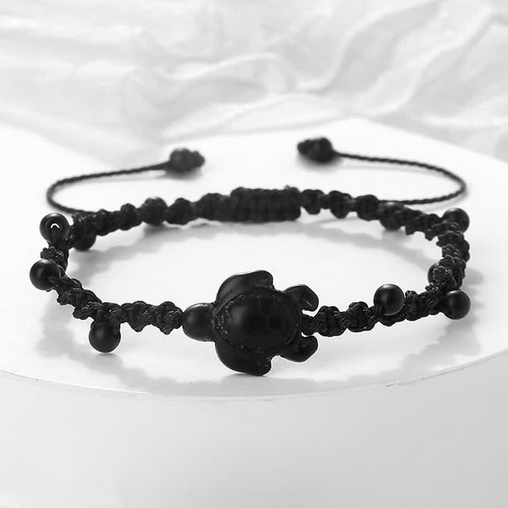 Buddha Stones Bracelet de protection en corde tressée avec motif tortue turquoise - Corde noire - image 7