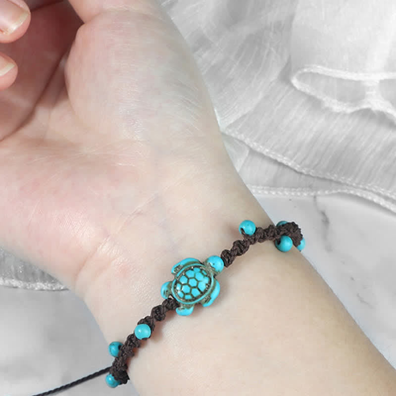 Buddha Stones Bracelet de protection en corde tressée avec motif tortue turquoise - image 19