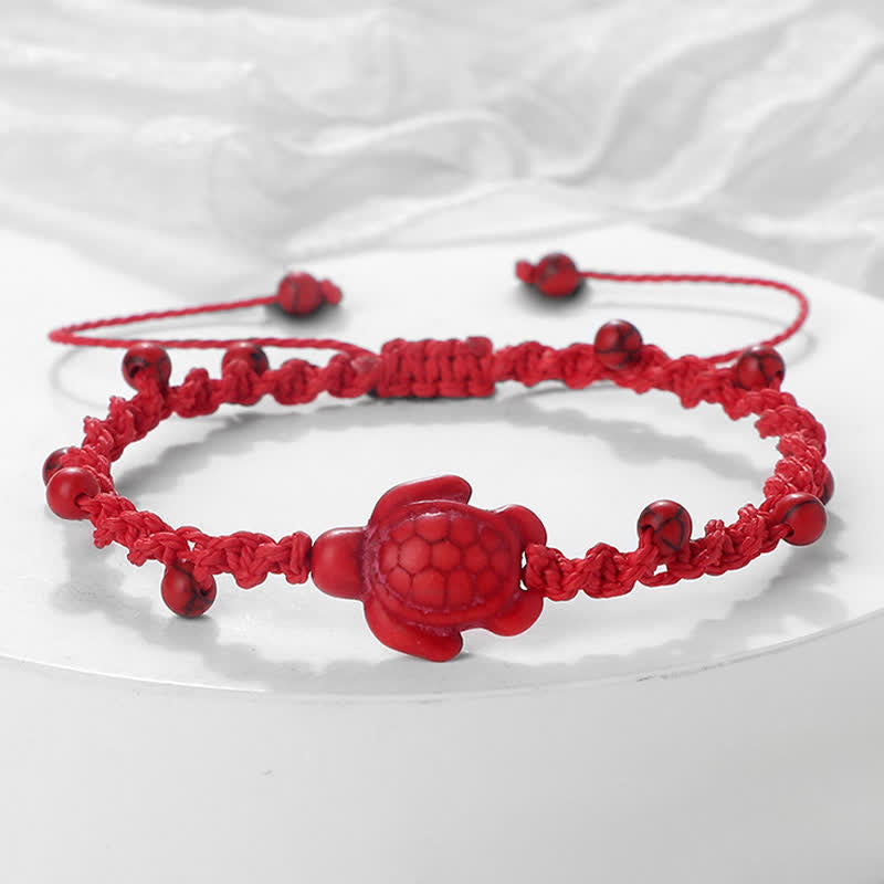 Buddha Stones Bracelet de protection en corde tressée avec motif tortue turquoise - Corde rouge - image 11