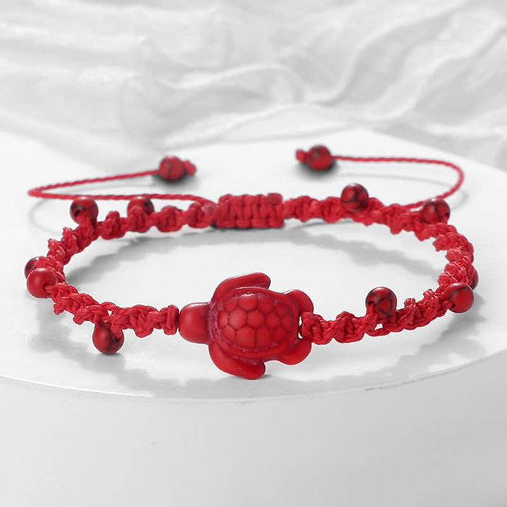 Buddha Stones Bracelet de protection en corde tressée avec motif tortue turquoise - Corde rouge - image 11