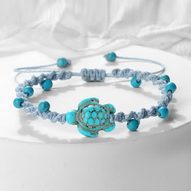 Buddha Stones Bracelet de protection en corde tressée avec motif tortue turquoise - Corde grise - image 20