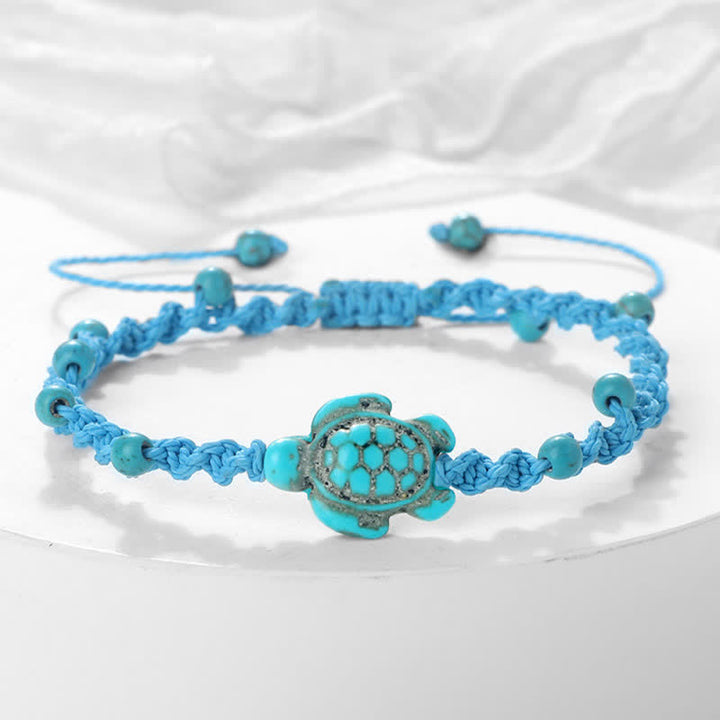 Buddha Stones Bracelet de protection en corde tressée avec motif tortue turquoise - Corde bleu ciel - image 16