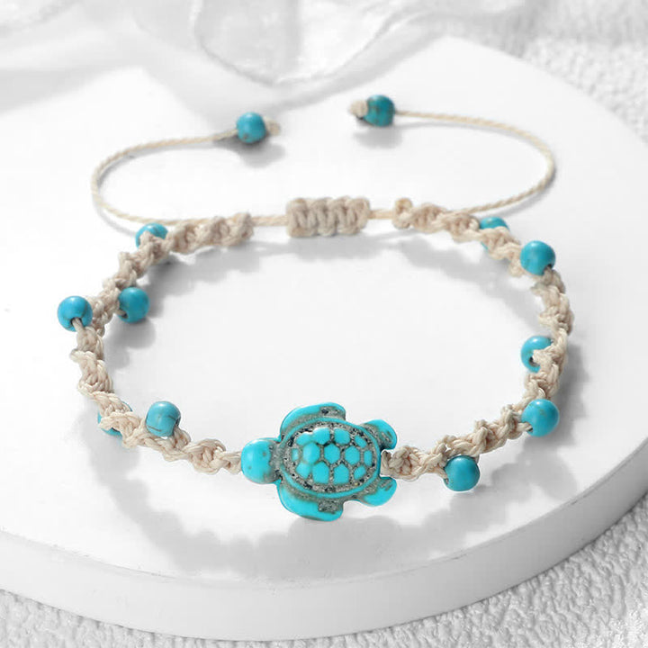 Buddha Stones Bracelet de protection en corde tressée avec motif tortue turquoise - image 2