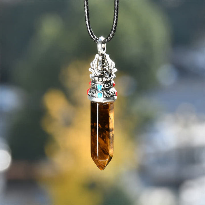 Buddha Stones Collier corde de sagesse en turquoise naturelle œil de tigre - Œil de tigre naturel (la couleur peut varier) - image 6
