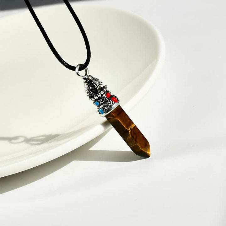 Buddha Stones Collier corde de sagesse en turquoise naturelle œil de tigre - image 7
