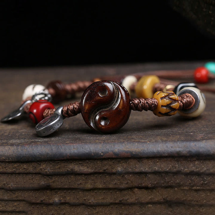 Buddha Stones Bracelet d'équilibre Yin Yang en corde tressée d'os - image 3