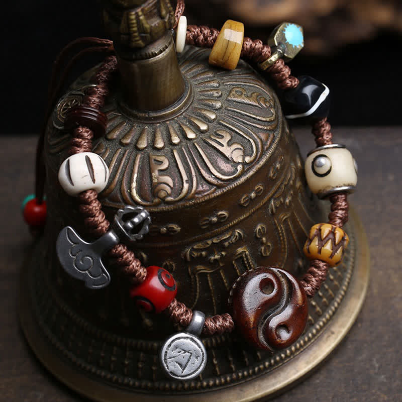 Buddha Stones Bracelet d'équilibre Yin Yang en corde tressée d'os - image 2