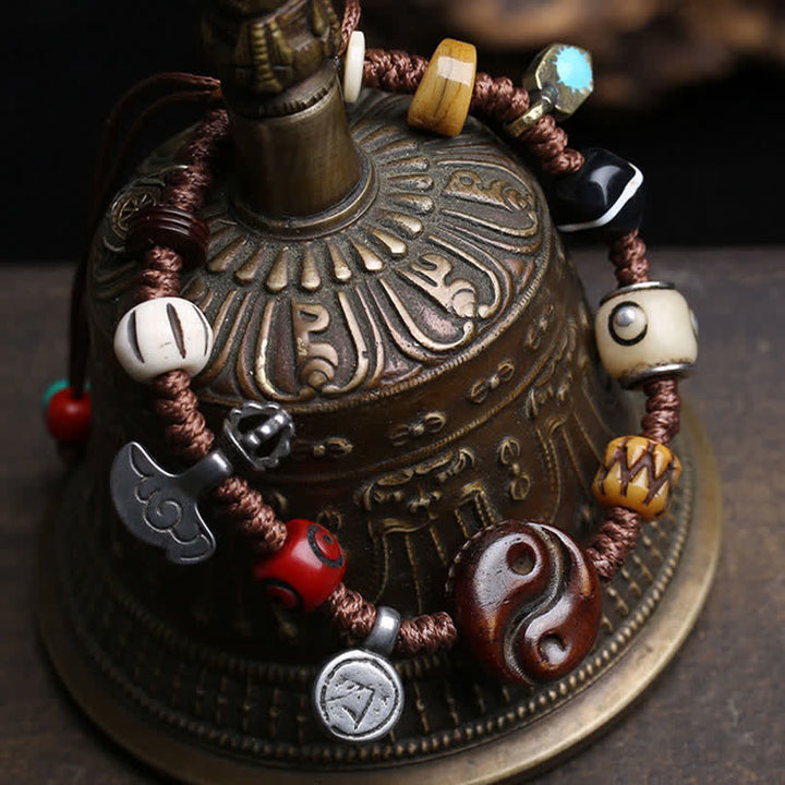 Buddha Stones Bracelet d'équilibre Yin Yang en corde tressée d'os - image 2