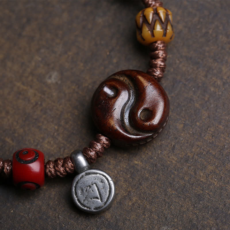 Buddha Stones Bracelet d'équilibre Yin Yang en corde tressée d'os - image 4