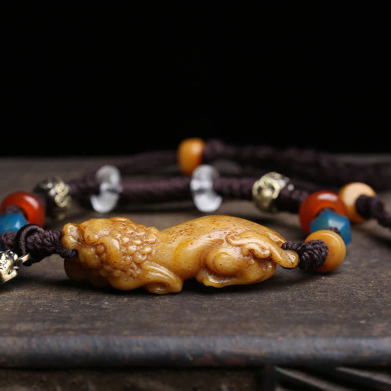 Buddha Stones Bracelet porte-bonheur en corde tressée Bone PiXiu - image 2