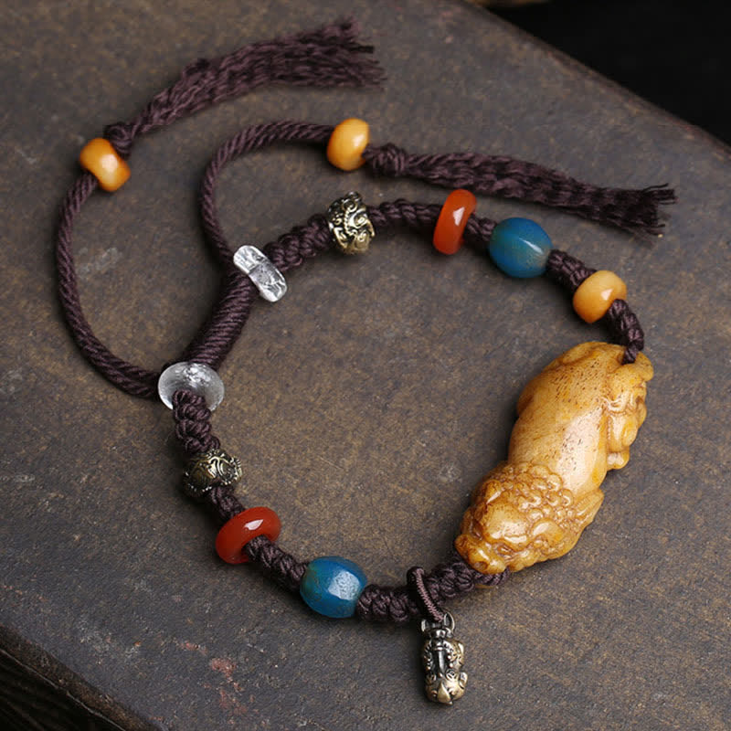 Buddha Stones Bracelet porte-bonheur en corde tressée Bone PiXiu - image 1