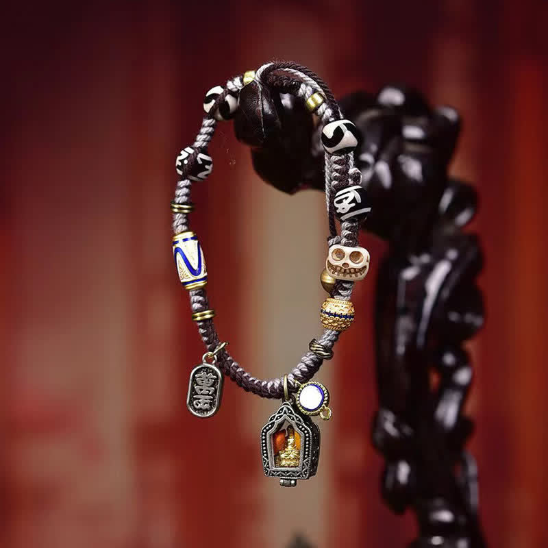 Buddha Stones Bracelet de compassion en corde tressée de cuivre représentant Bouddha - image 2