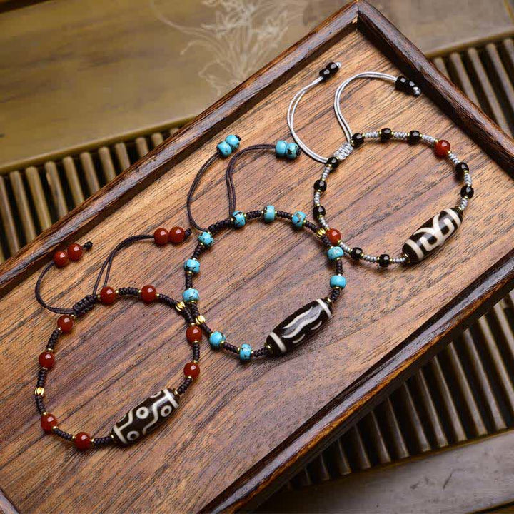 Buddha Stones Bracelet de protection en corde tressée d'agate rouge du Sud et perles Dzi - image 0