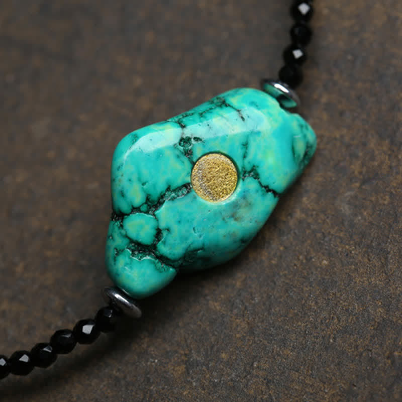 Buddha Stones Collier de force en perles de turquoise et spinelle noire - image 2
