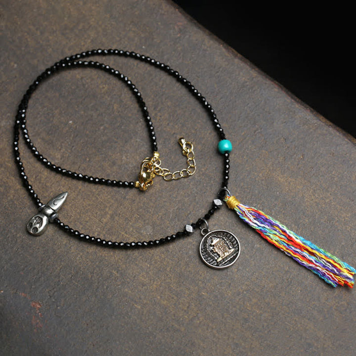Buddha Stones Collier de force en perles de turquoise et spinelle noire - image 7