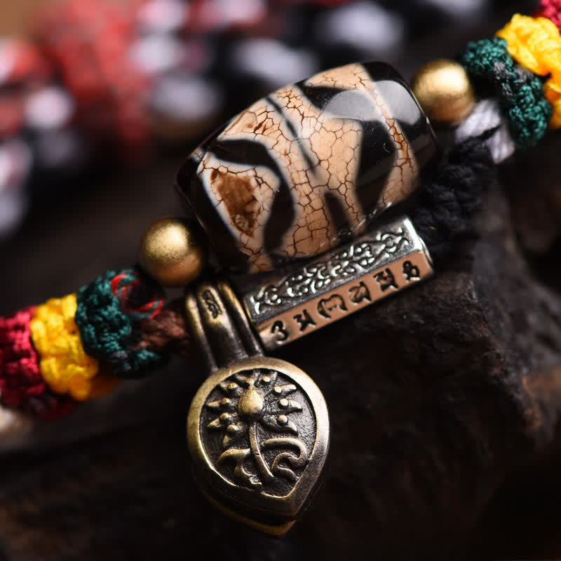 Buddha Stones Bracelet de paix en perles Dzi Om Mani Padme Hum à double enroulement de corde tressée - image 12