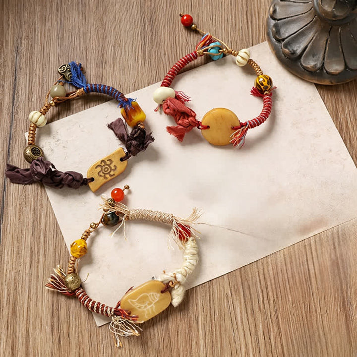 Buddha Stones Bracelet de paix en corde tressée avec le personnage Bone Fu - image 10