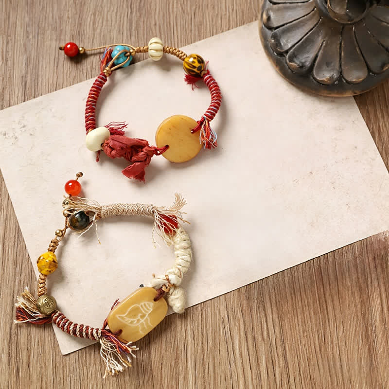 Buddha Stones Bracelet de paix en corde tressée avec le personnage Bone Fu - image 8