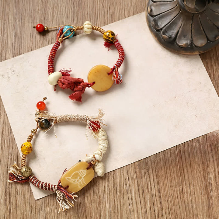 Buddha Stones Bracelet de paix en corde tressée avec le personnage Bone Fu - image 8