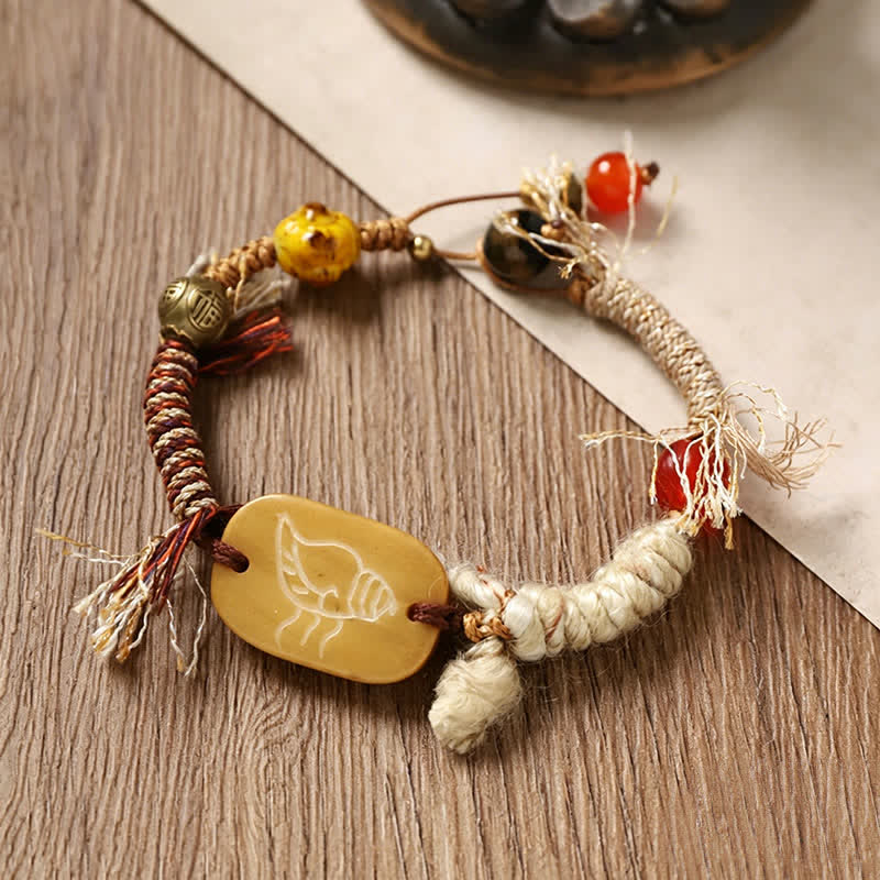 Buddha Stones Bracelet de paix en corde tressée avec le personnage Bone Fu - image 3
