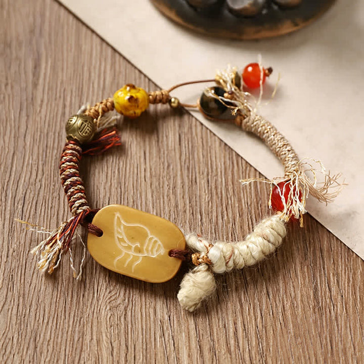 Buddha Stones Bracelet de paix en corde tressée avec le personnage Bone Fu - image 3