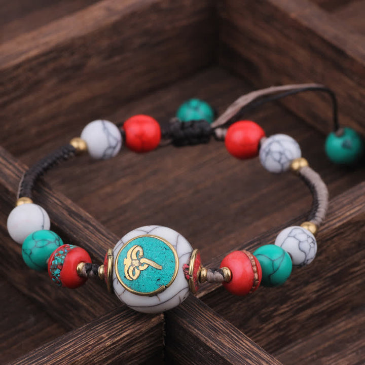 Buddha Stones Bracelet d'amour en corde tressée tibétaine turquoise et ambre - Cordon rond turquoise noir et blanc (Tour de poignet : 15-21 cm) - image 13