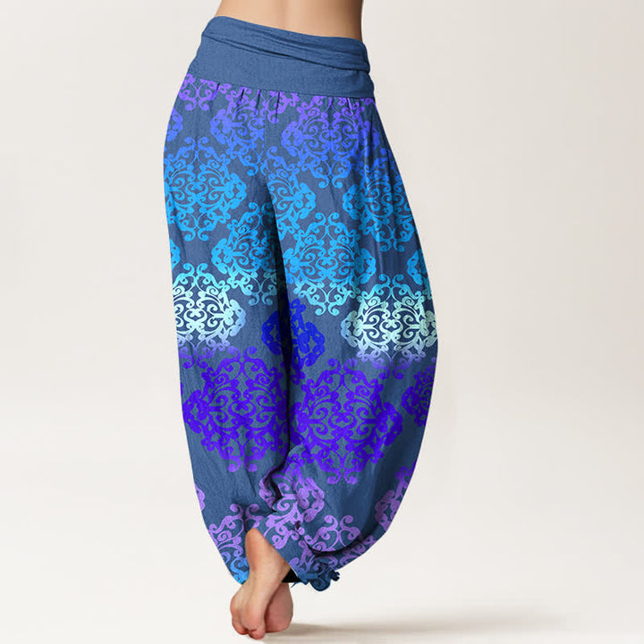 Buddha Stones Pantalon harem femme en pur coton à motif floral baroque dégradé et taille élastique - image 6