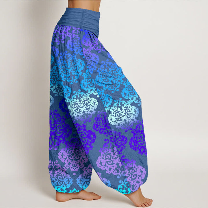 Buddha Stones Pantalon harem femme en pur coton à motif floral baroque dégradé et taille élastique - image 7