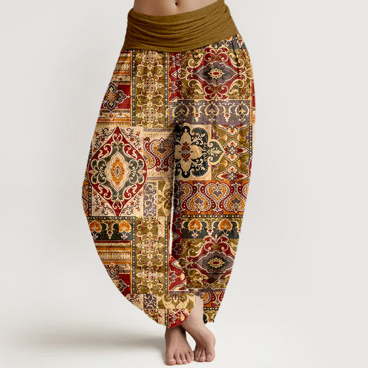 Buddha Stones Pantalon harem à taille élastique pour femme, motif mosaïque olive en coton - Pérou - US16，UK/AU20，EU48 (3XL) - image 5