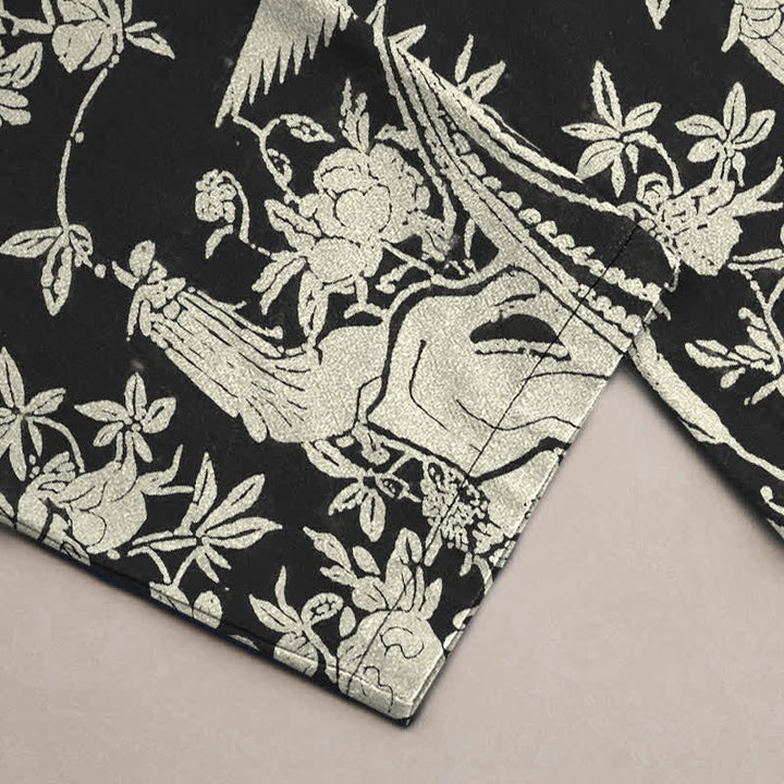 Buddha Stones Pantalon fuselé pour homme en coton ivoire à motif floral et poches - image 3