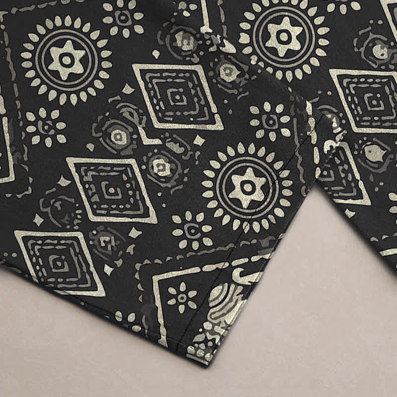 Buddha Stones Pantalon fuselé pour homme en coton ivoire à motif géométrique mandala éléphant, avec poches - image 3