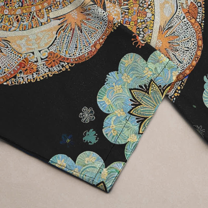 Buddha Stones Pantalon fuselé pour homme en pur coton à motif floral mandala et poches - image 3