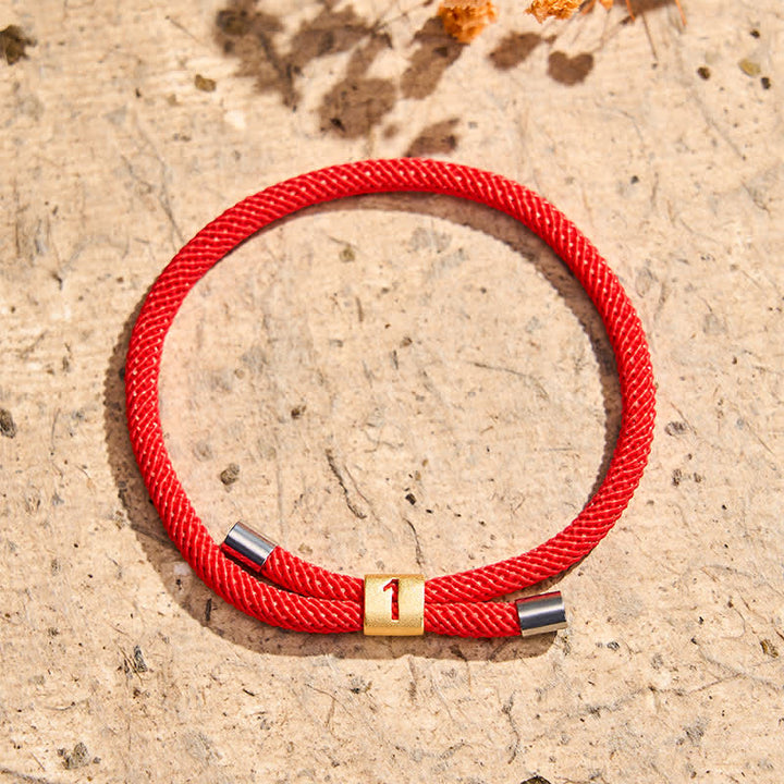 Buddha Stones Bracelet de protection ajustable avec chiffres angéliques à un chiffre - Cordon rouge (Tour de poignet : 15-23 cm) - 1 - image 4