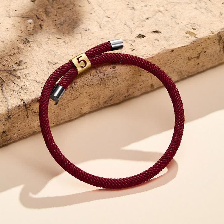 Buddha Stones Bracelet de protection ajustable avec chiffres angéliques à un chiffre - Cordon rouge foncé (Tour de poignet : 15-23 cm) - 5 - image 42