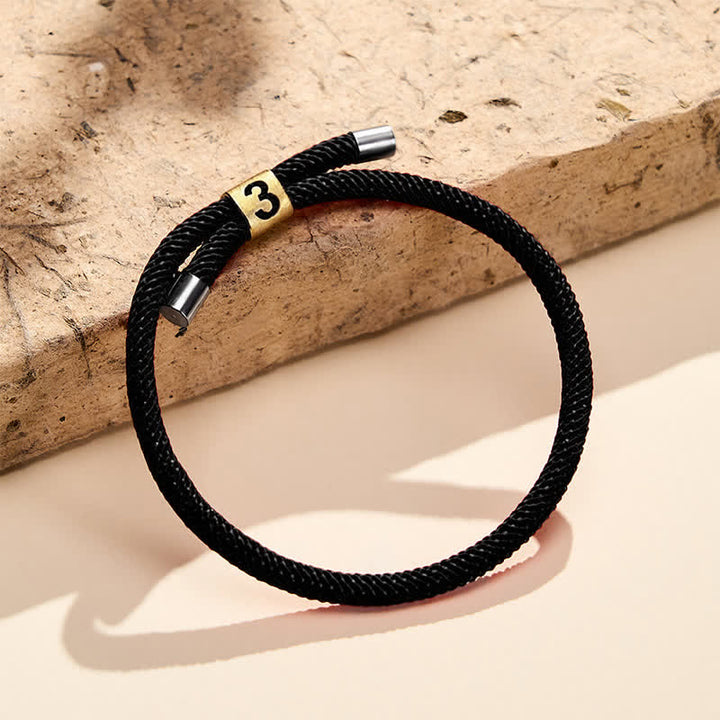 Buddha Stones Bracelet de protection ajustable avec chiffres angéliques à un chiffre - Cordon noir (Tour de poignet : 15-23 cm) - 3 - image 30