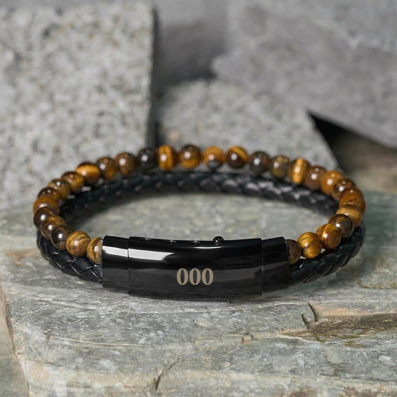 Buddha Stones Bracelet de foi en cuir double tour orné de chiffres angéliques œil de tigre et de motifs d'anges - Œil de tigre (Tour de poignet : 18-19 cm) - 000 - image 39
