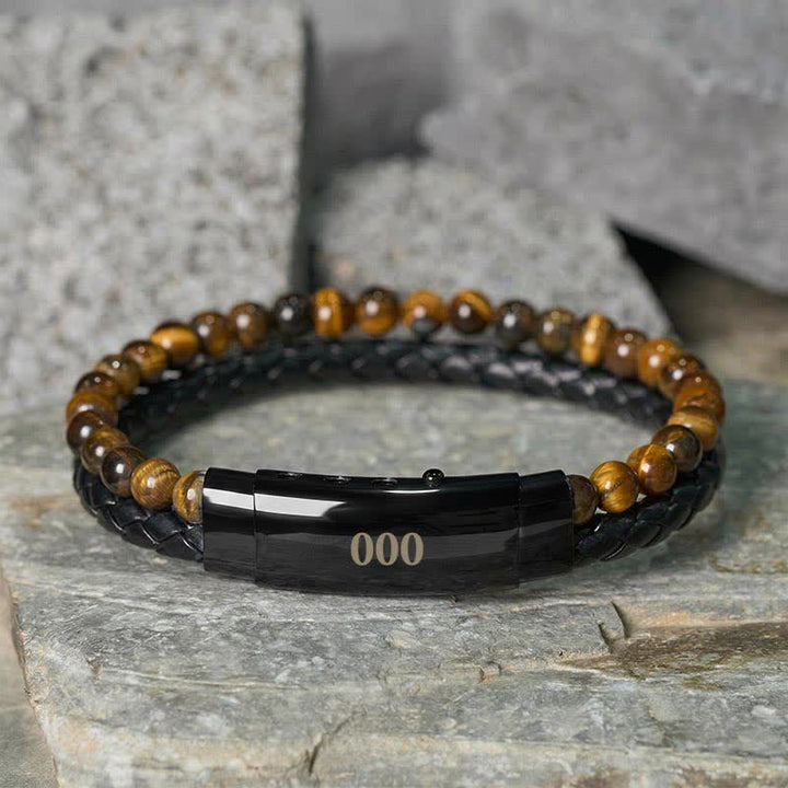 Buddha Stones Bracelet de foi en cuir double tour orné de chiffres angéliques œil de tigre et de motifs d'anges - Œil de tigre (Tour de poignet : 18-19 cm) - 000 - image 39