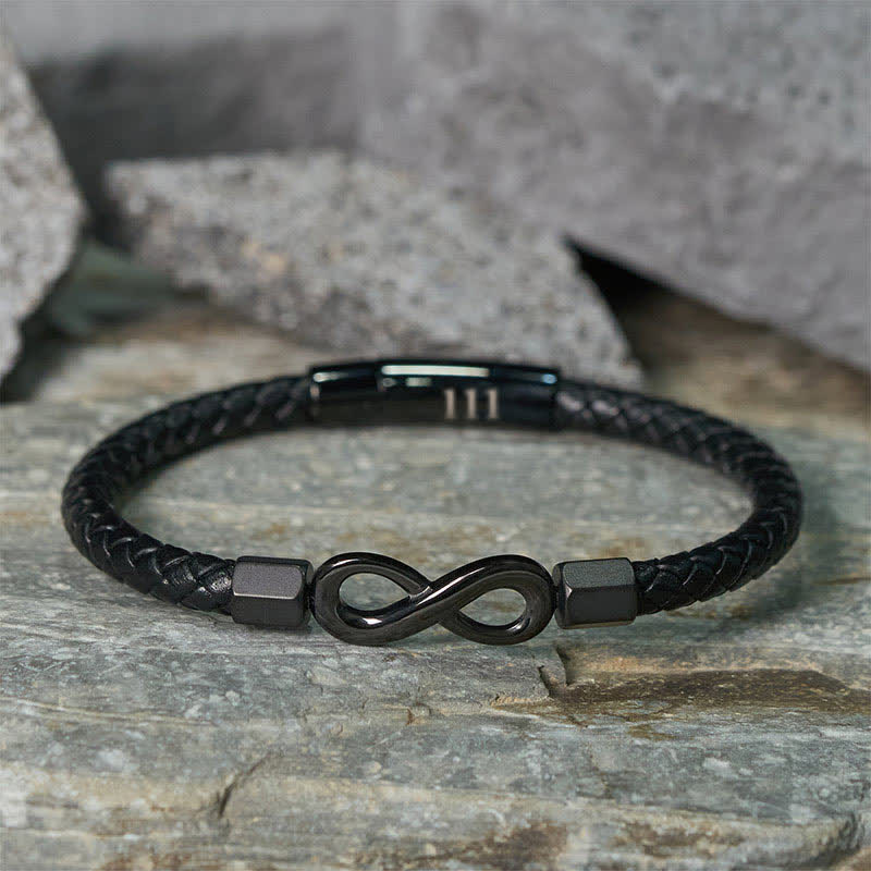 Buddha Stones Bracelet en cuir avec chiffres angéliques et symbole de l'infini, symbole de foi - image 1