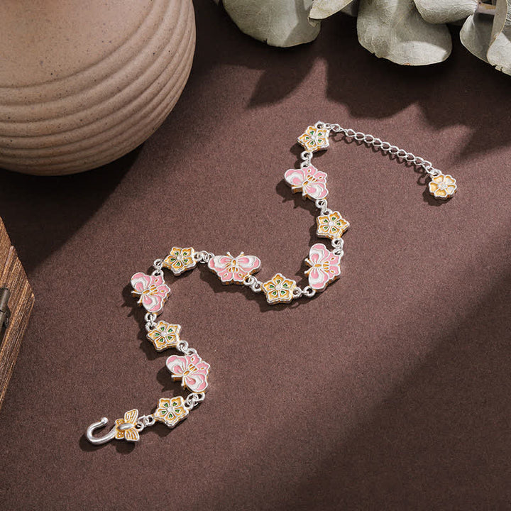 Buddha Stones Bracelet d'amour papillon floral en cuivre émaillé - image 2