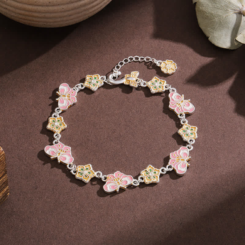 Buddha Stones Bracelet d'amour papillon floral en cuivre émaillé - Cuivre (Tour de poignet : 17–21 cm) - image 0