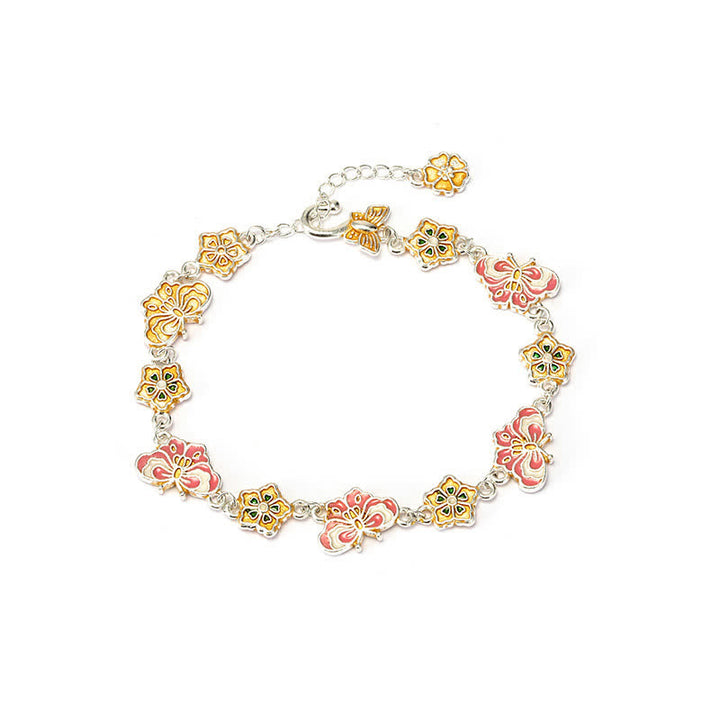 Buddha Stones Bracelet d'amour papillon floral en cuivre émaillé - image 4