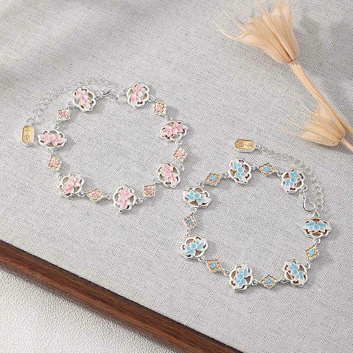 Buddha Stones Bracelet en cuivre émaillé à motif floral de lotus, symbole de nouveau départ - image 7