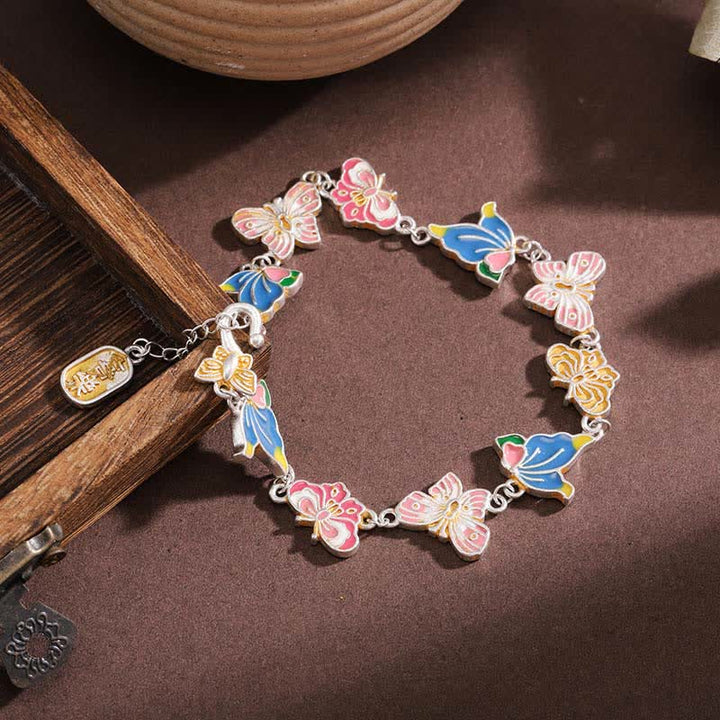Buddha Stones Bracelet ajustable papillon en émail cuivré et bracelet d'amour - image 2