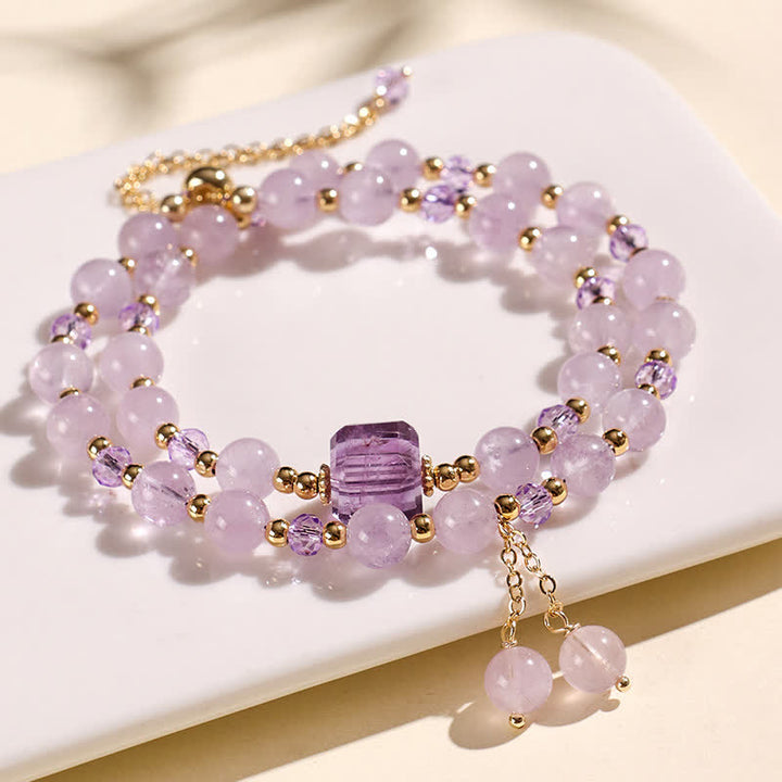Buddha Stones Bracelet de guérison en cristal de quartz fraise naturel à double enroulement - image 19