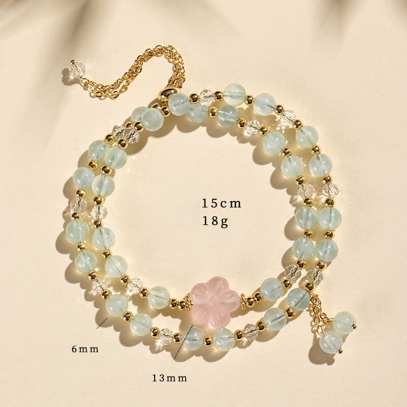 Buddha Stones Bracelet de guérison en cristal de quartz fraise naturel à double enroulement - Agate raisin vert (Tour de poignet : 14–15 cm) - image 10