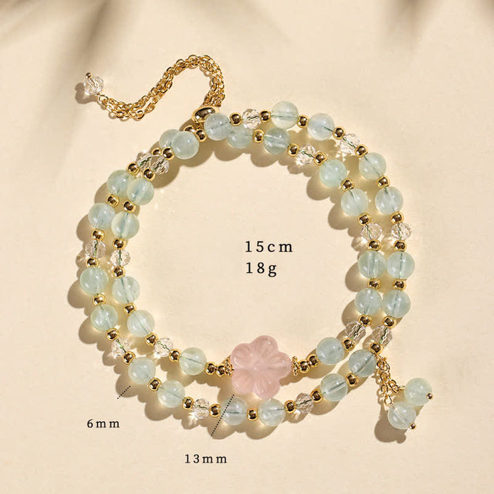 Buddha Stones Bracelet de guérison en cristal de quartz fraise naturel à double enroulement - Agate raisin vert (Tour de poignet : 14–15 cm) - image 10
