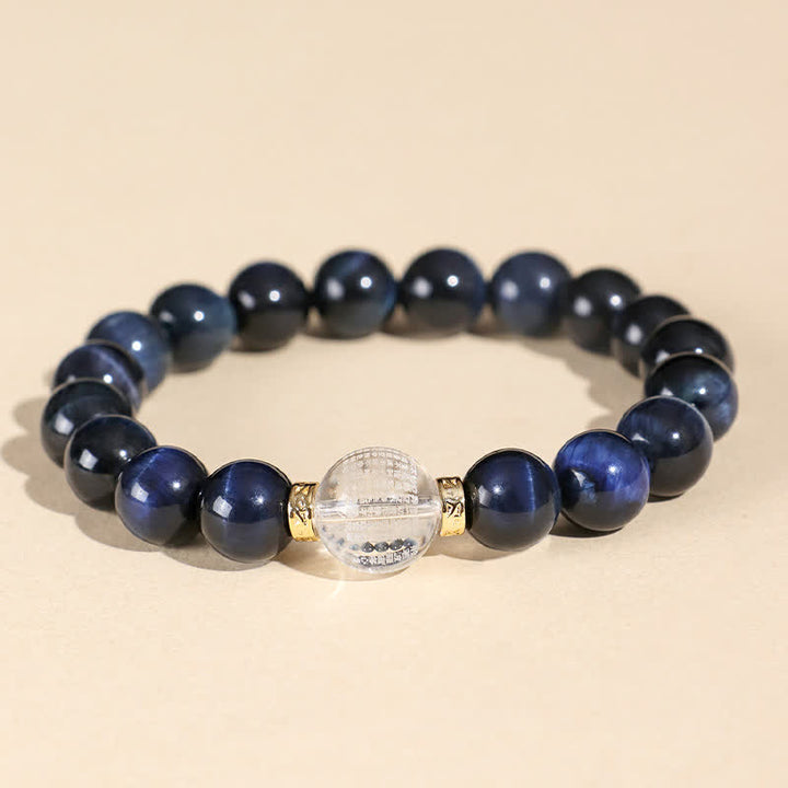 Buddha Stones Bracelet positif en quartz fraise et œil de tigre bleu - image 7