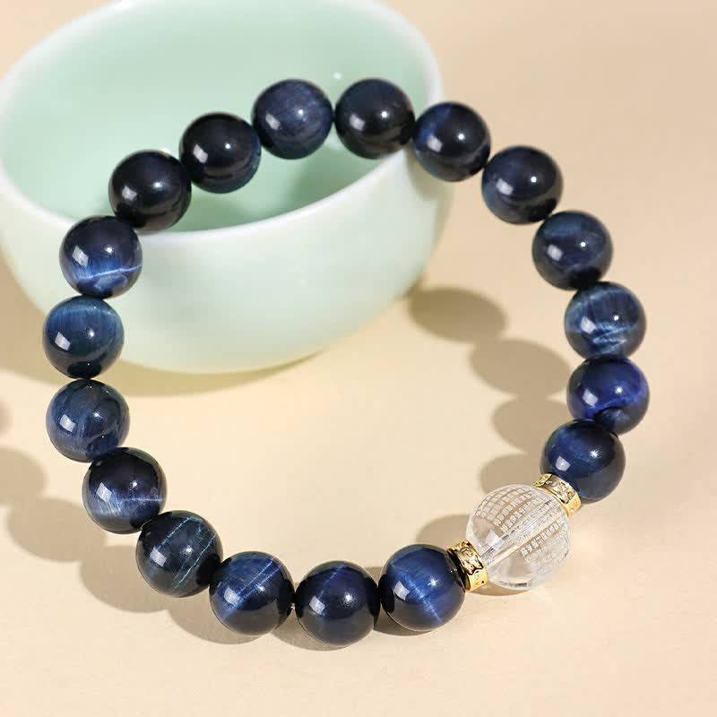 Buddha Stones Bracelet positif en quartz fraise et œil de tigre bleu - image 6